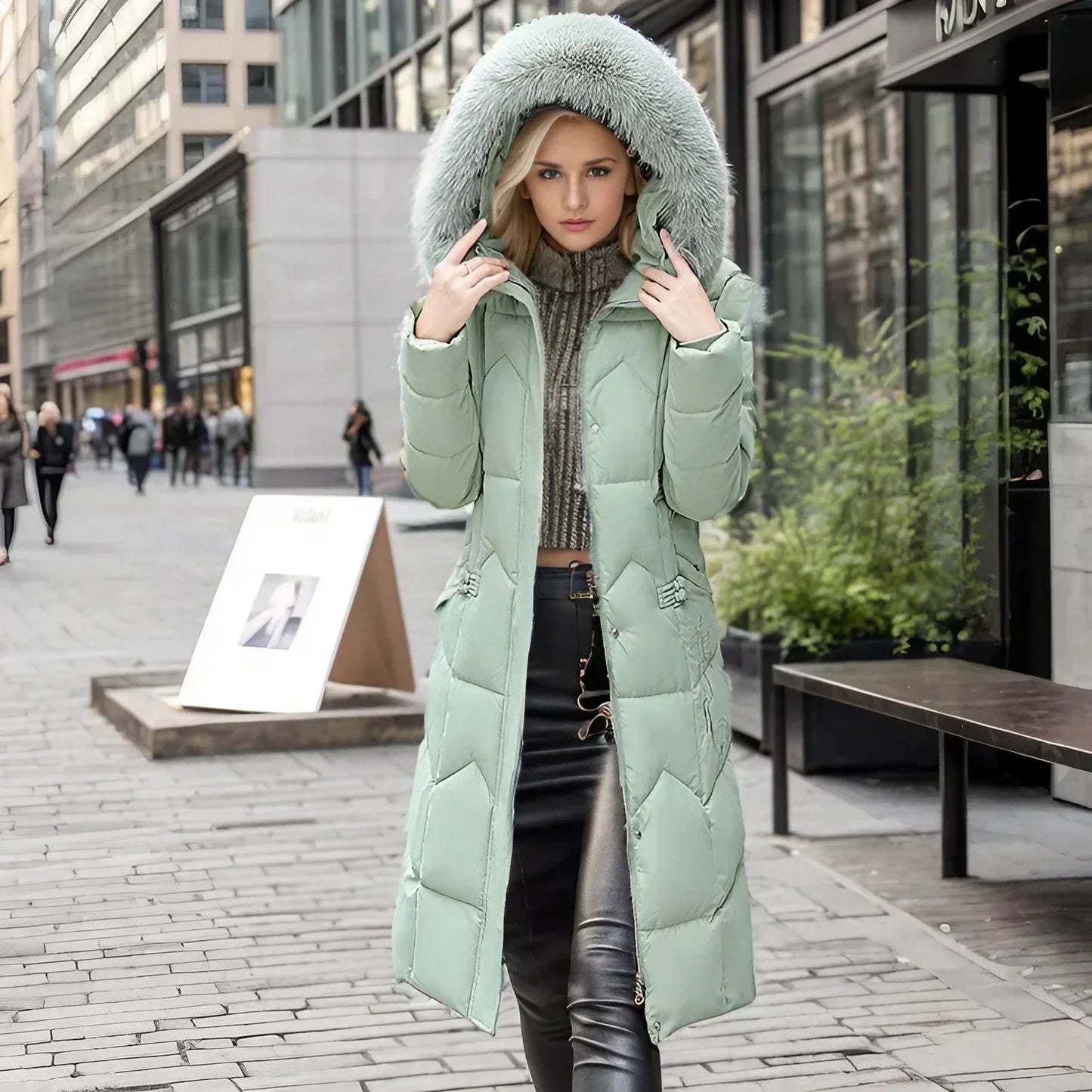 Freya™ | Winter-Langmantel mit Pelzkragen
