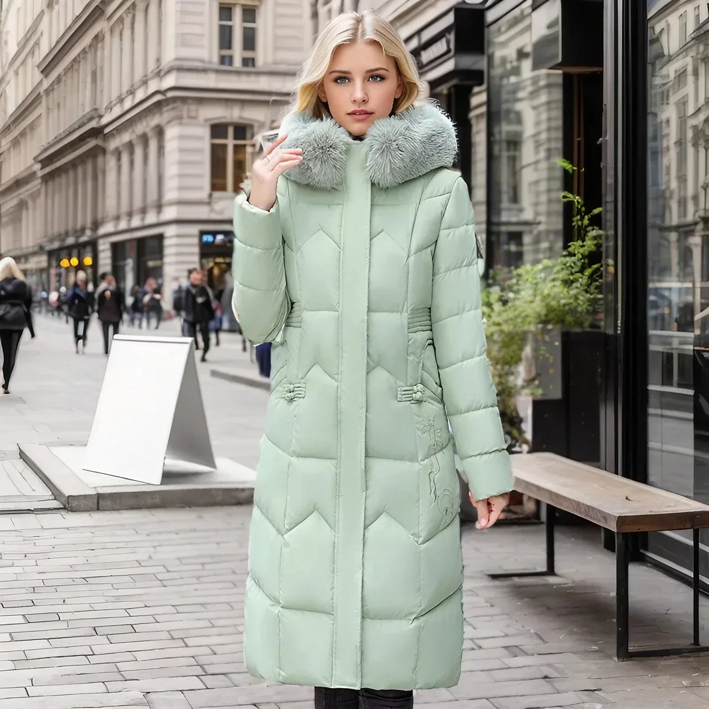 Freya™ | Winter-Langmantel mit Pelzkragen