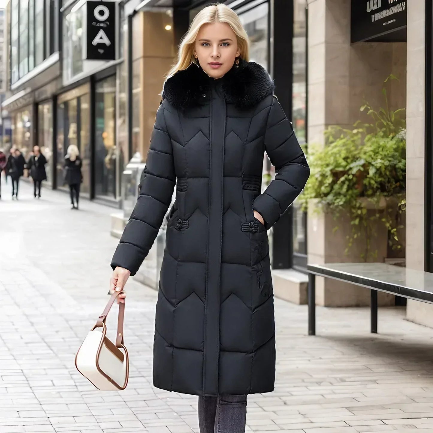 Freya™ | Winter-Langmantel mit Pelzkragen