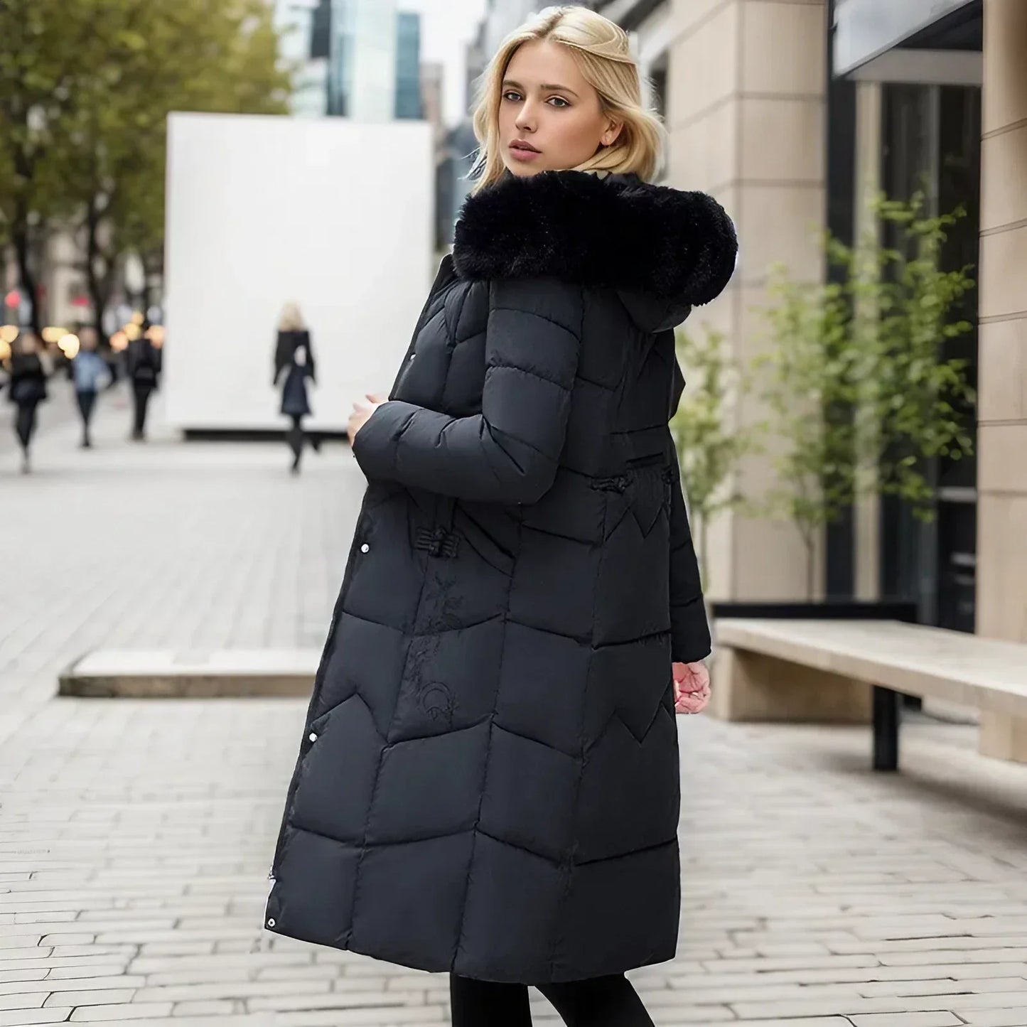 Freya™ | Winter-Langmantel mit Pelzkragen
