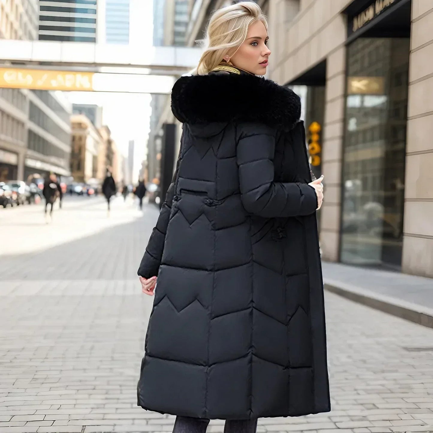 Freya™ | Winter-Langmantel mit Pelzkragen