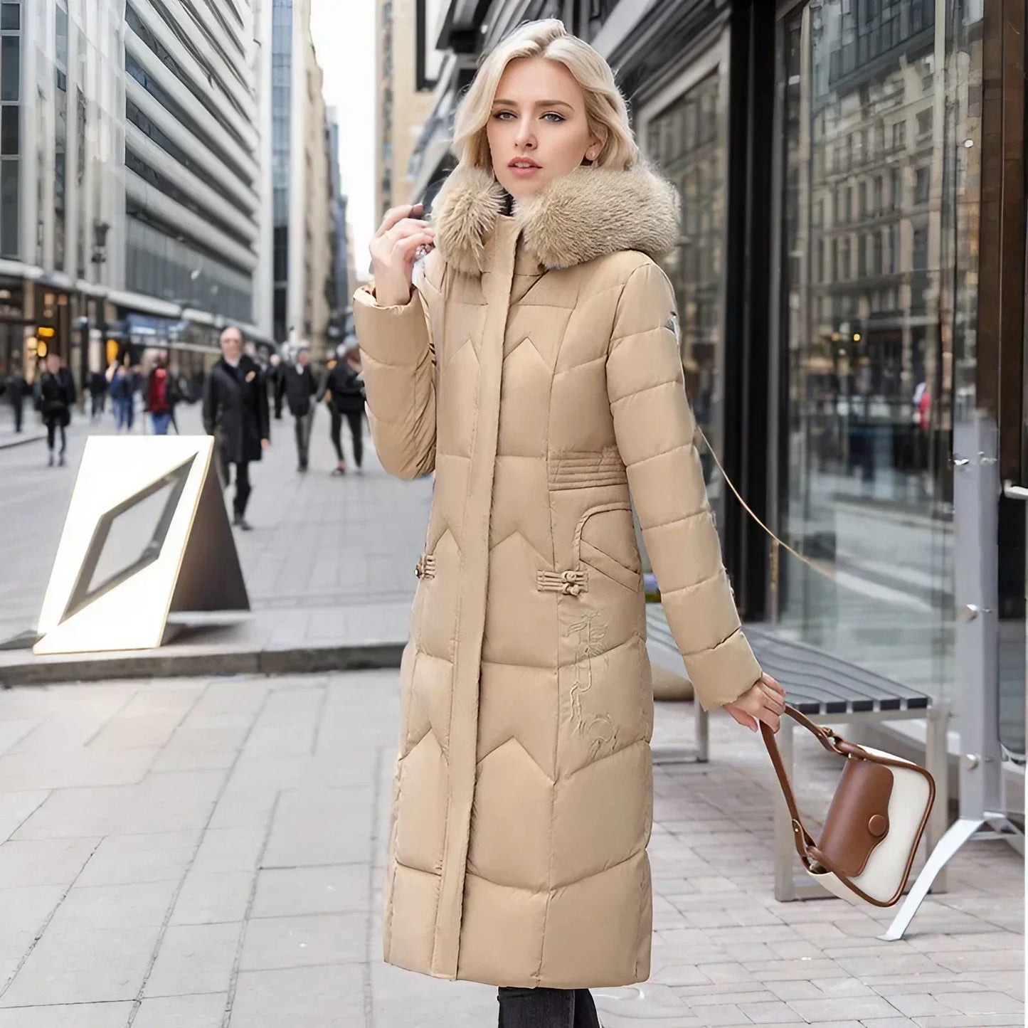 Freya™ | Winter-Langmantel mit Pelzkragen