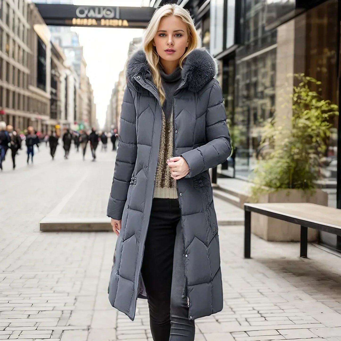 Freya™ | Winter-Langmantel mit Pelzkragen