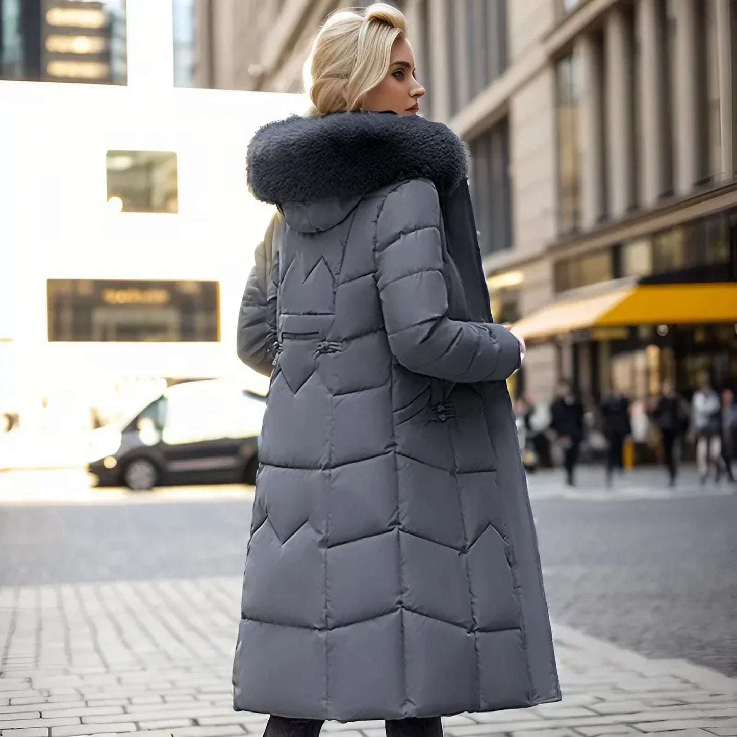 Freya™ | Winter-Langmantel mit Pelzkragen