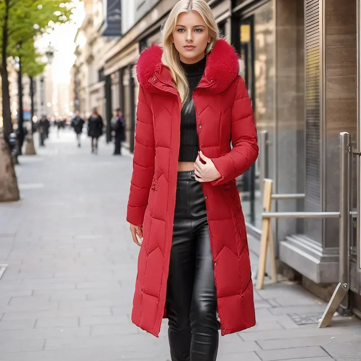 Freya™ | Winter-Langmantel mit Pelzkragen