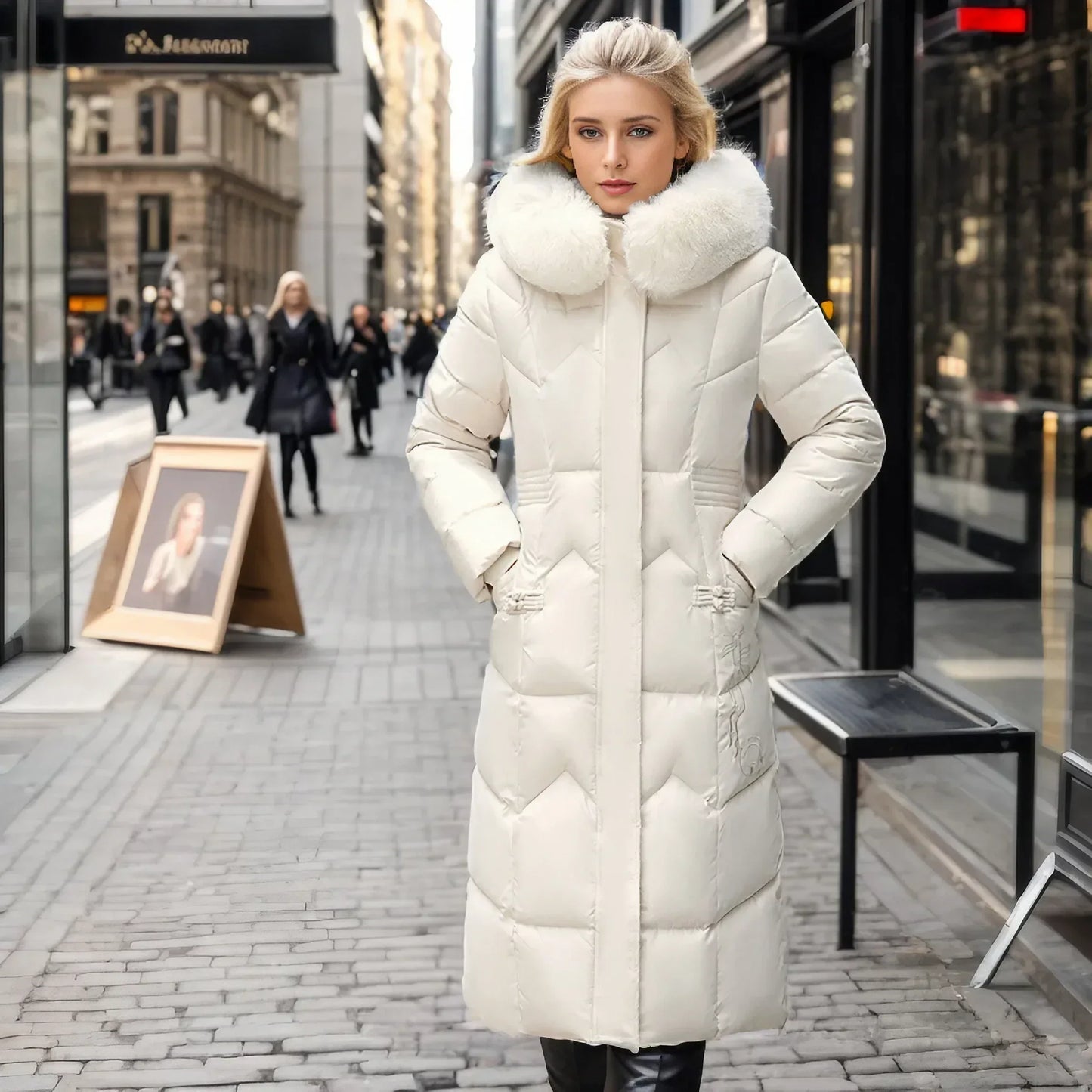 Freya™ | Winter-Langmantel mit Pelzkragen