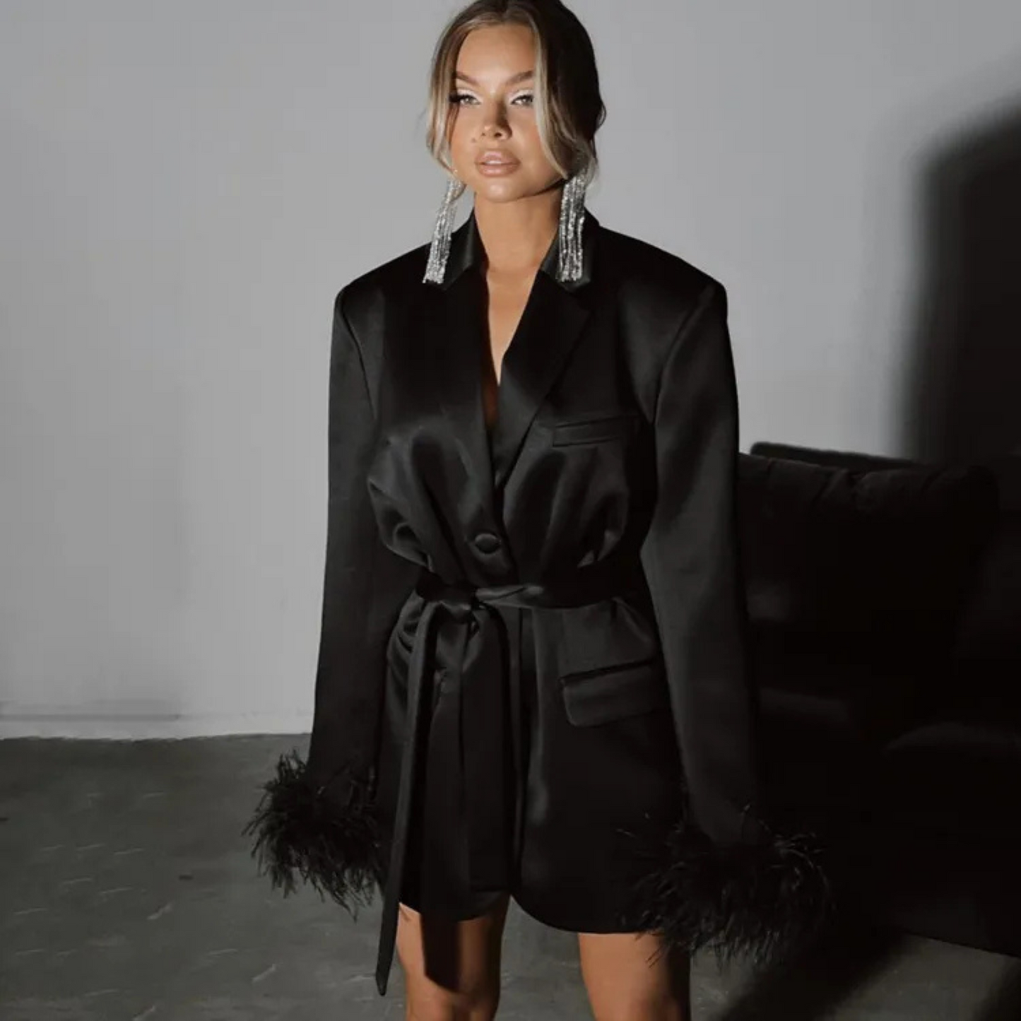 Serena™ | Ostrichfeder Langarmkleid