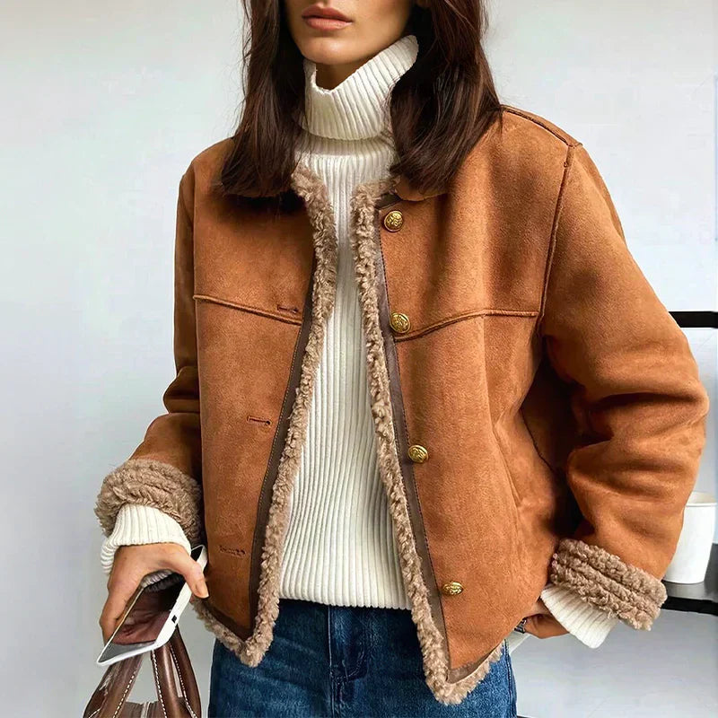 Rosalie™ | Schafsleder Knopfjacke